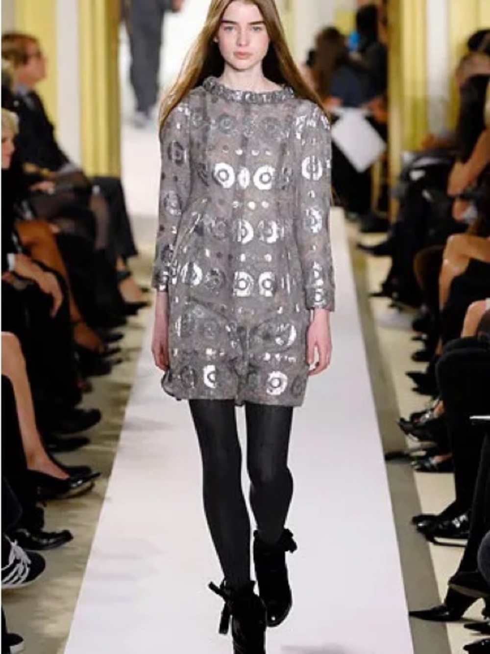Silver Metallic Patterned Dress